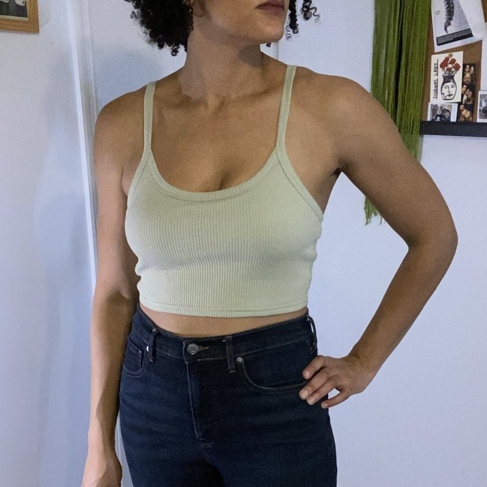 Sage Ribbed Cami Crop